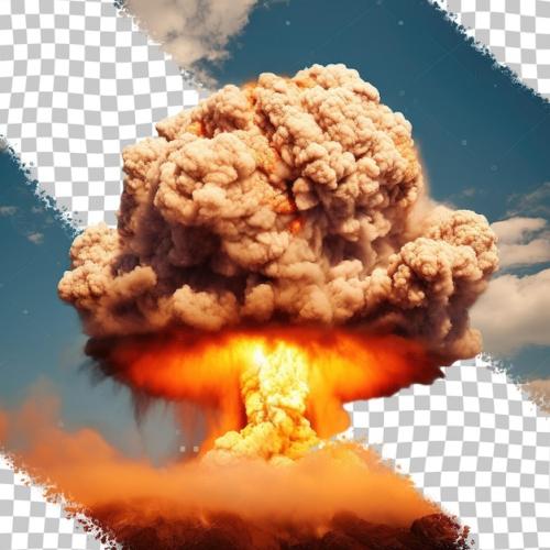 Numerous Pictures Of Large Bombs Exploding With Fire And Smoke Isolated On A Transparent Background