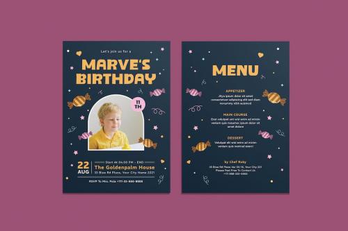 Sweet Candynies Birthday Invitation Template