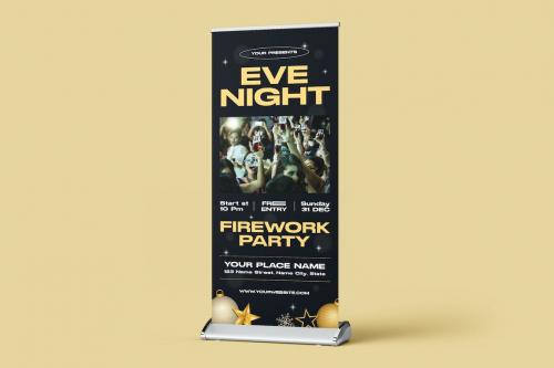 Eve Night Firework Party Roll Up Banner