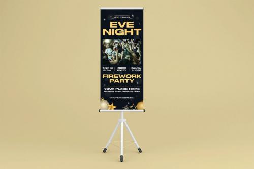 Eve Night Firework Party Roll Up Banner