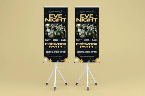 Eve Night Firework Party Roll Up Banner