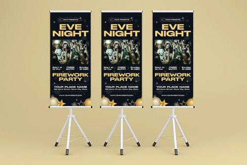 Eve Night Firework Party Roll Up Banner