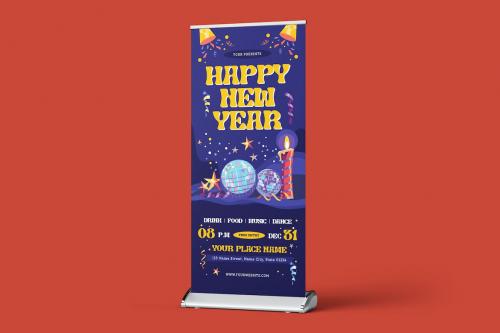 Happy New Year Roll Up Banner