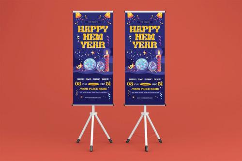 Happy New Year Roll Up Banner