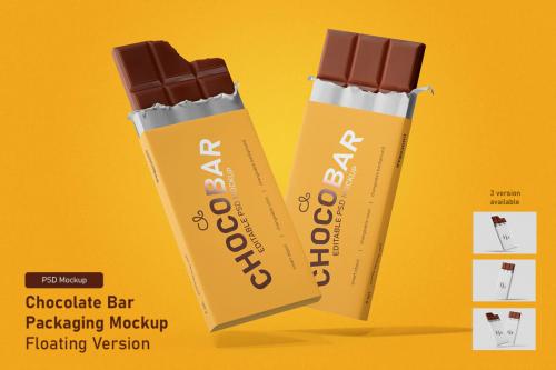 Deeezy - Chocolate Candy Bar Packaging Mockups - Floating Version