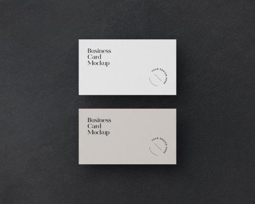 Two Minimal Business Cards Mockups on Dark Background - 331541714