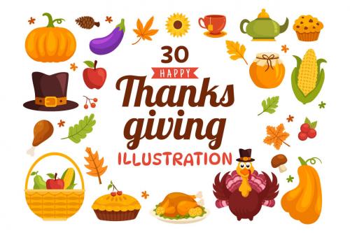 Deeezy - 30 Happy Thanksgiving Day Illustrations