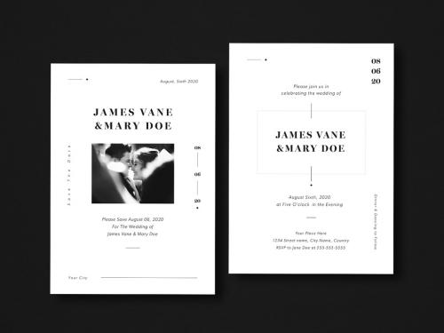 Black and White Wedding Invitation Layout - 331744127