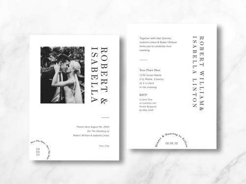 Black and White Wedding Invitation Layout - 331744129