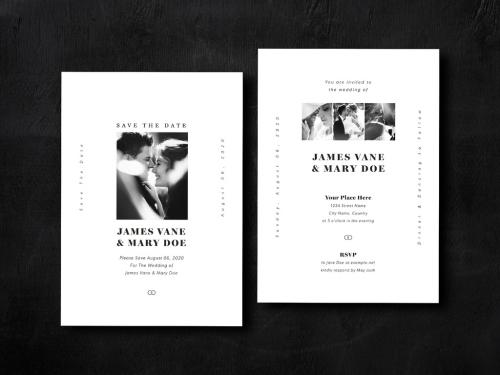 Black and White Wedding Invitation Layout - 331744147