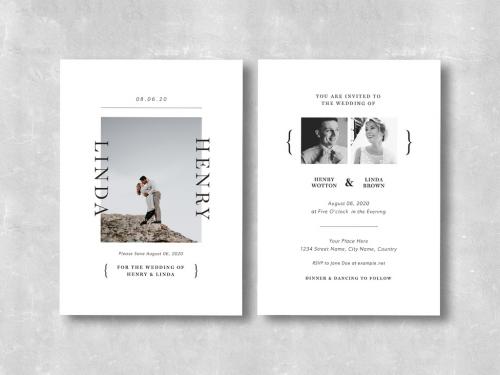 Black and White Wedding Invitation Layout - 331744155