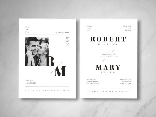 Black and White Wedding Invitation Layout - 331744162