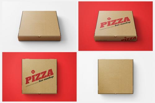 Deeezy - Pizza Box Mockup - Cardboard/Kraft - Top View Version