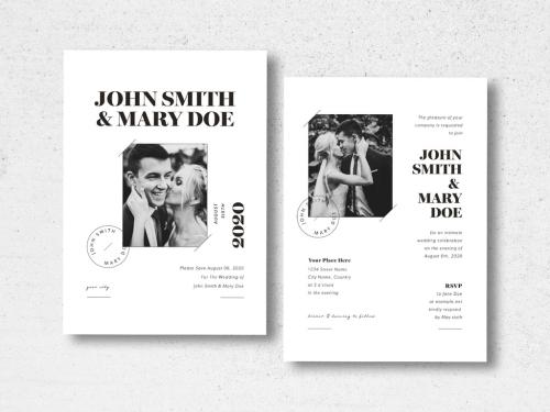 Black and White Wedding Invitation Layout - 331744192