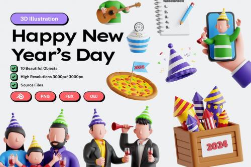 New Year’s Day V.2 - 3D Icon Set