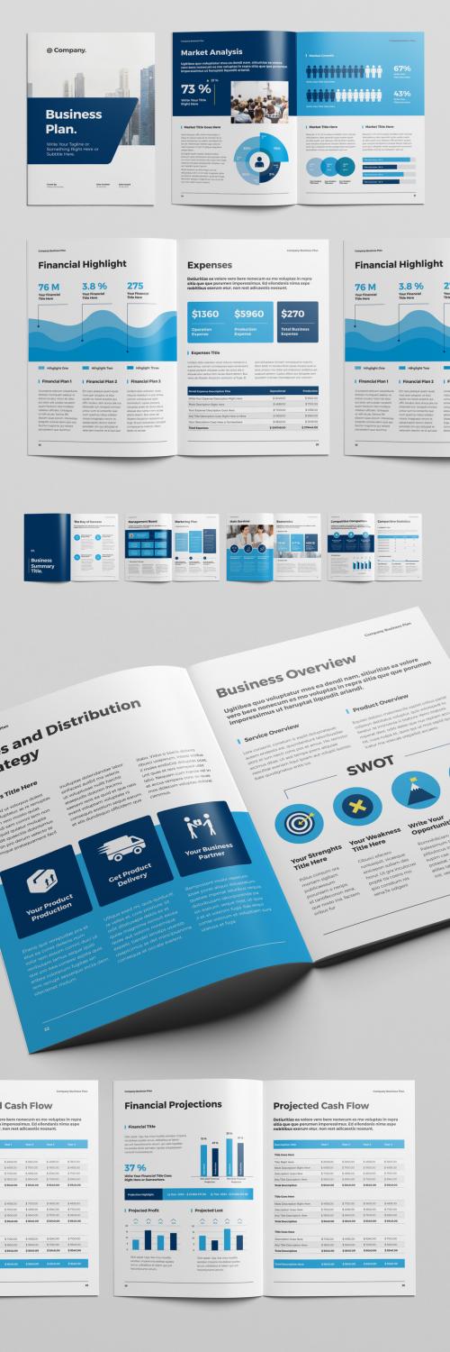 Business Plan Layout with Blue Accents - 331763077