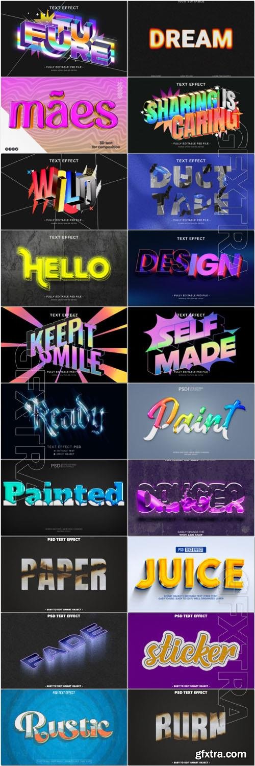 20 Psd style text effect editable set vol 76