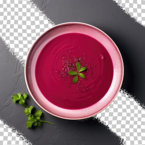 Beet Soup On A Plate Isolated On A Transparent Background A Vegetarian Dish