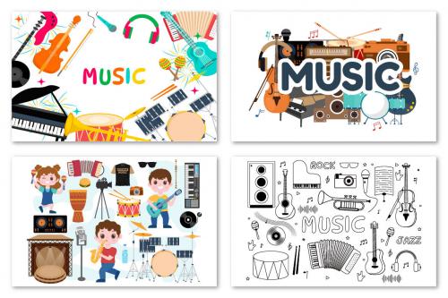 Deeezy - 7 Music Elements Vector Illustration