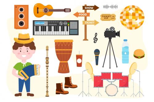 Deeezy - 7 Music Elements Vector Illustration