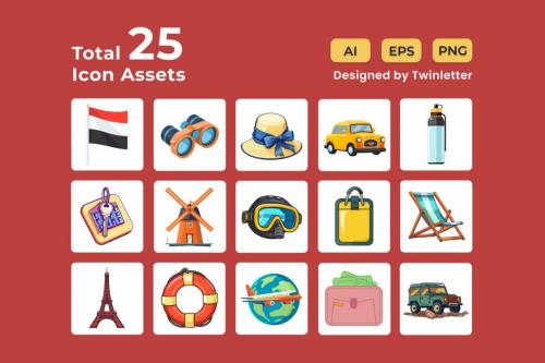 Deeezy - Tour and Travel 2D Icon Illustration Set Vol 2