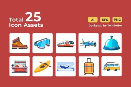 Deeezy - Tour and Travel 2D Icon Illustration Set Vol 2