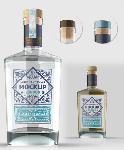 Clear Glass Gin Bottle Mockup - 331780504