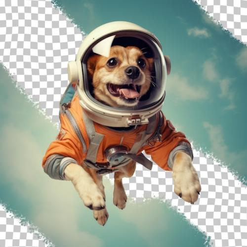 Astronautic Dog On Transparent Background