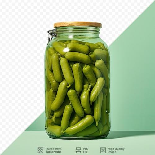 Isolated Transparent Background With Pickled Green Chili Peppers