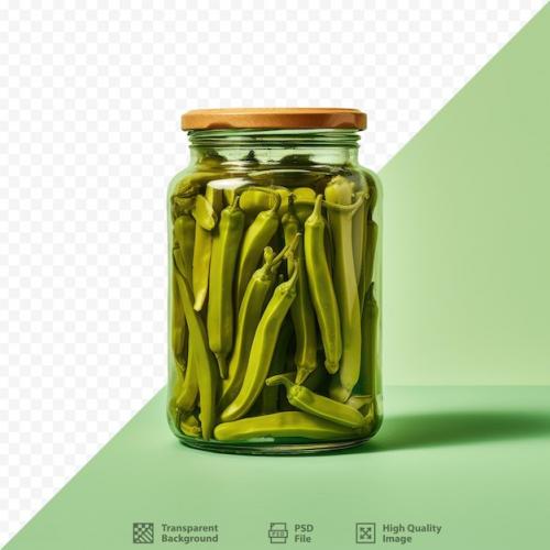 Isolated Transparent Background With Pickled Green Chili Peppers