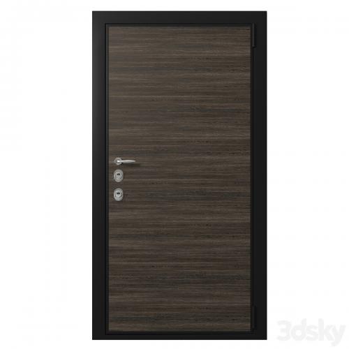 Door entrance metal with wooden decorative plate