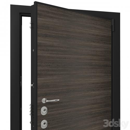 Door entrance metal with wooden decorative plate