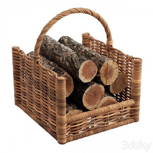 Round Rattan Log Basket