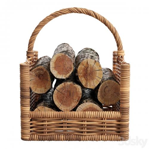 Round Rattan Log Basket