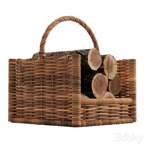 Round Rattan Log Basket