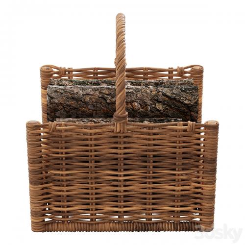 Round Rattan Log Basket