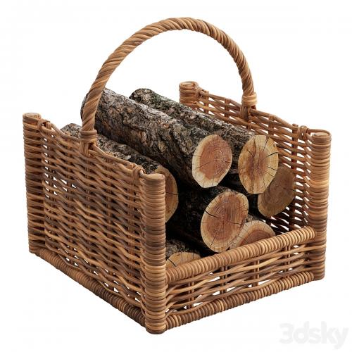 Round Rattan Log Basket