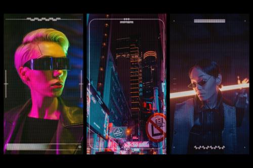 Vertical Cyberpunk Frame Overlays