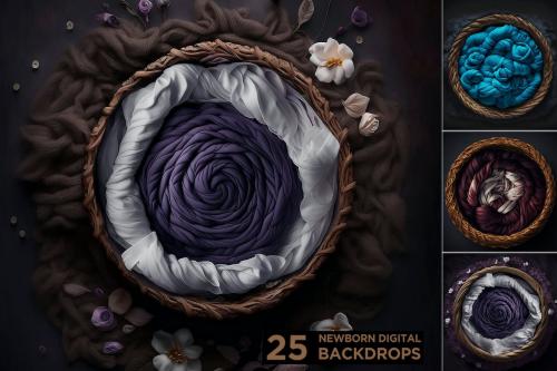 25 Newborn Digital Backdrops - Backgrounds