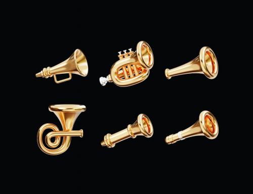 Trumpet Music Equipment 3D Icon Set