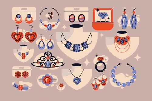 Cream Flat Design Jewelry Asset Illustration