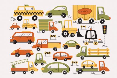 Broken White Car Asset Illustration