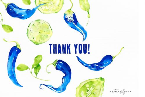 Watercolor Clipart: Peppers and Lime, brave colors