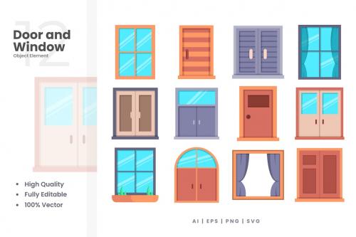 Door and Window Vector Element Set