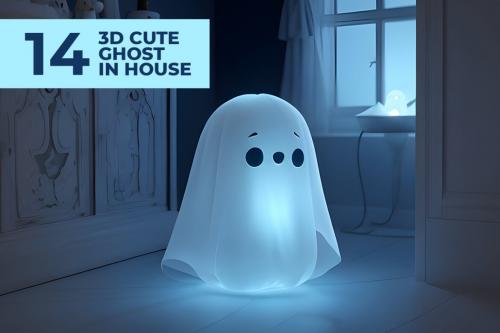 Deeezy - 14 Cute Ghost in House Stock Images