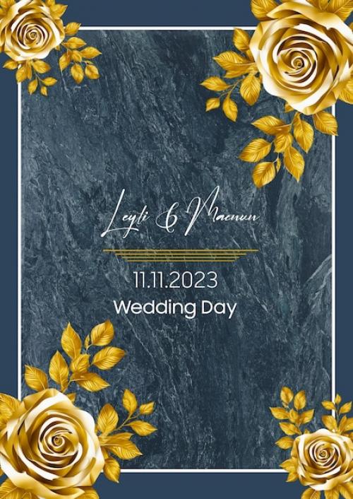 Wedding Invitation Psd Card Template Golden Rose 8