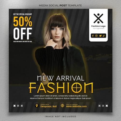 Dark Yellow Fashion Sale Media Social Post Template