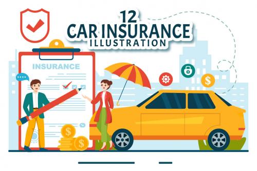 Deeezy - 12 Car Insurance Vector Illustration