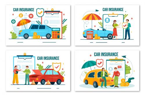 Deeezy - 12 Car Insurance Vector Illustration