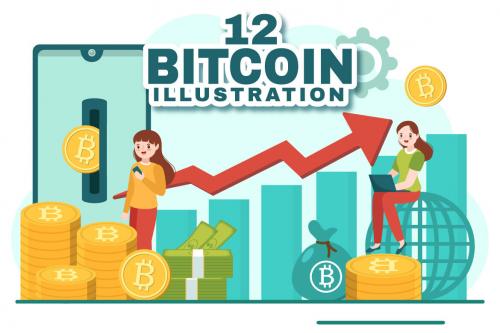 Deeezy - 12 Bitcoin Cryptocurrency Coins Illustration